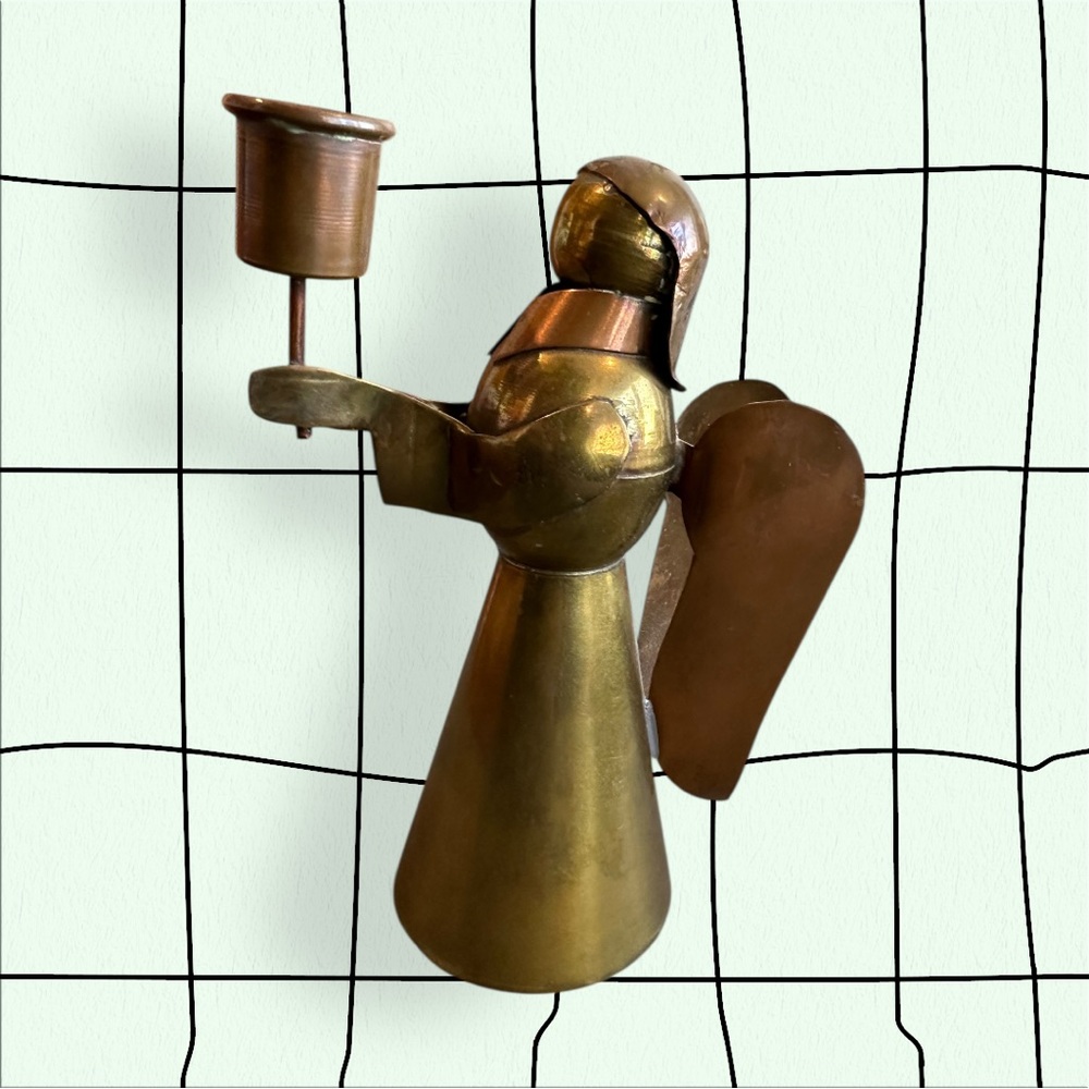 Vintage Brass and Copper Angel Candleholder